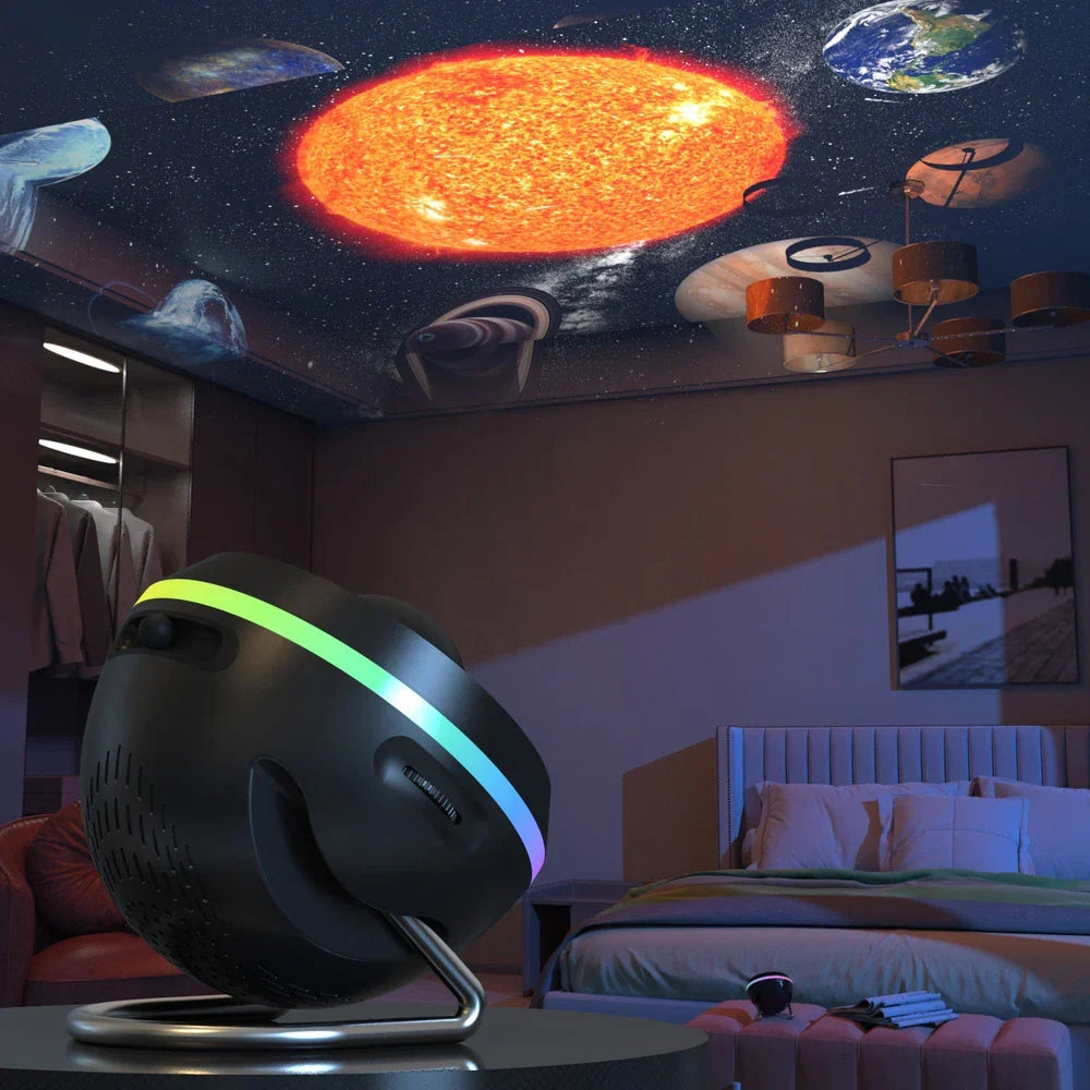 Sternenhimmel-Projektorlampe mit kosmischer Ambientebeleuchtung und mehreren Motivscheiben für Schlaf- und Kinderzimmer | Sulvida