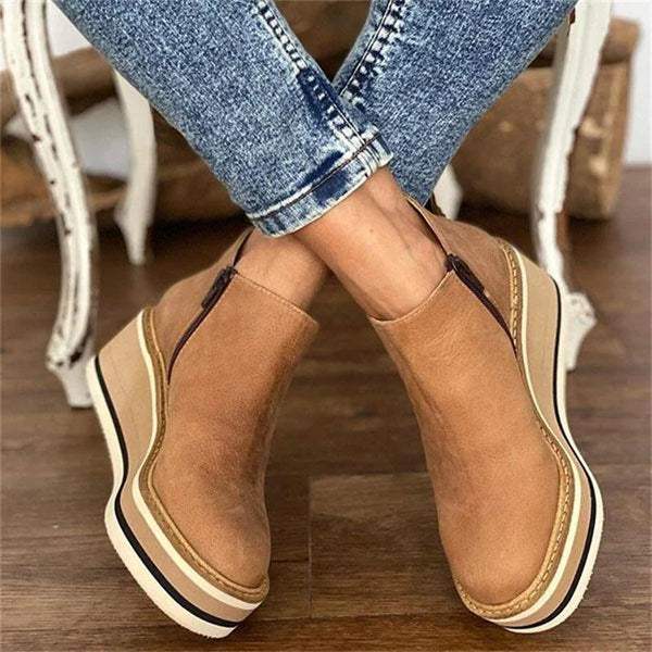 Bottines pour femme à semelle compensée et fermeture éclair – Chaussures élégantes et confortables pour l’automne et l’hiver | Sulvida