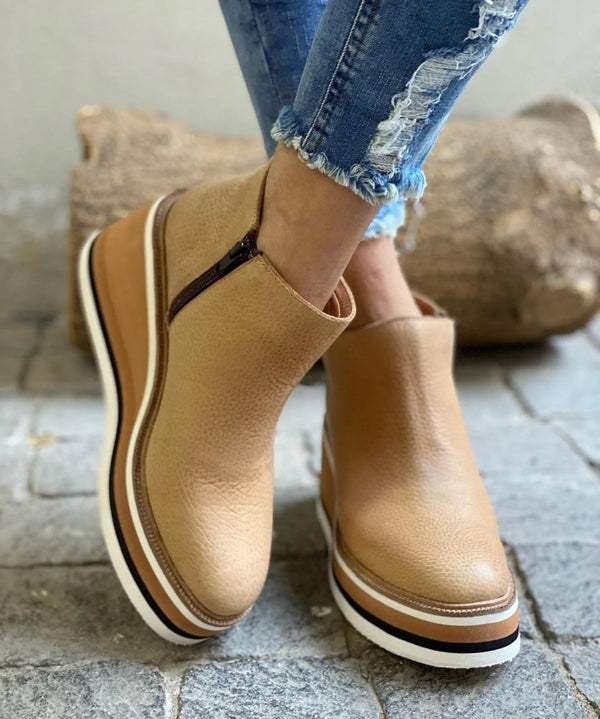 Bottines pour femme à semelle compensée et fermeture éclair – Chaussures élégantes et confortables pour l’automne et l’hiver | Sulvida