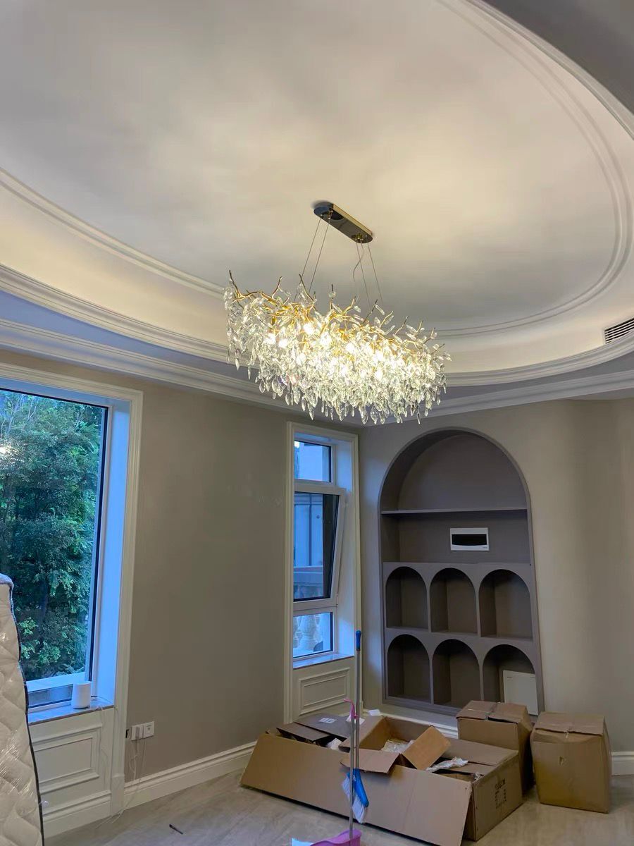 Kristallen kroonluchter met takkendesign – aluminium armatuur – LED G9 lampen – 6 tot 14 lichtpunten woonkamer | Sulvida