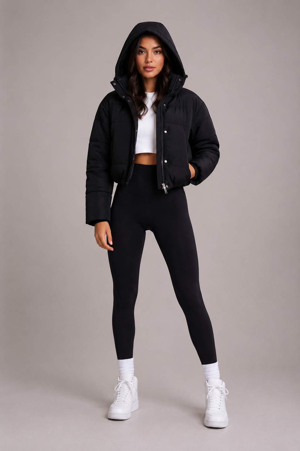 Gewatteerde Dames Bomberjack met Capuchon Ritszakken Herfst Winter Casual Warm Oversized Streetwear Jack | Sulvida