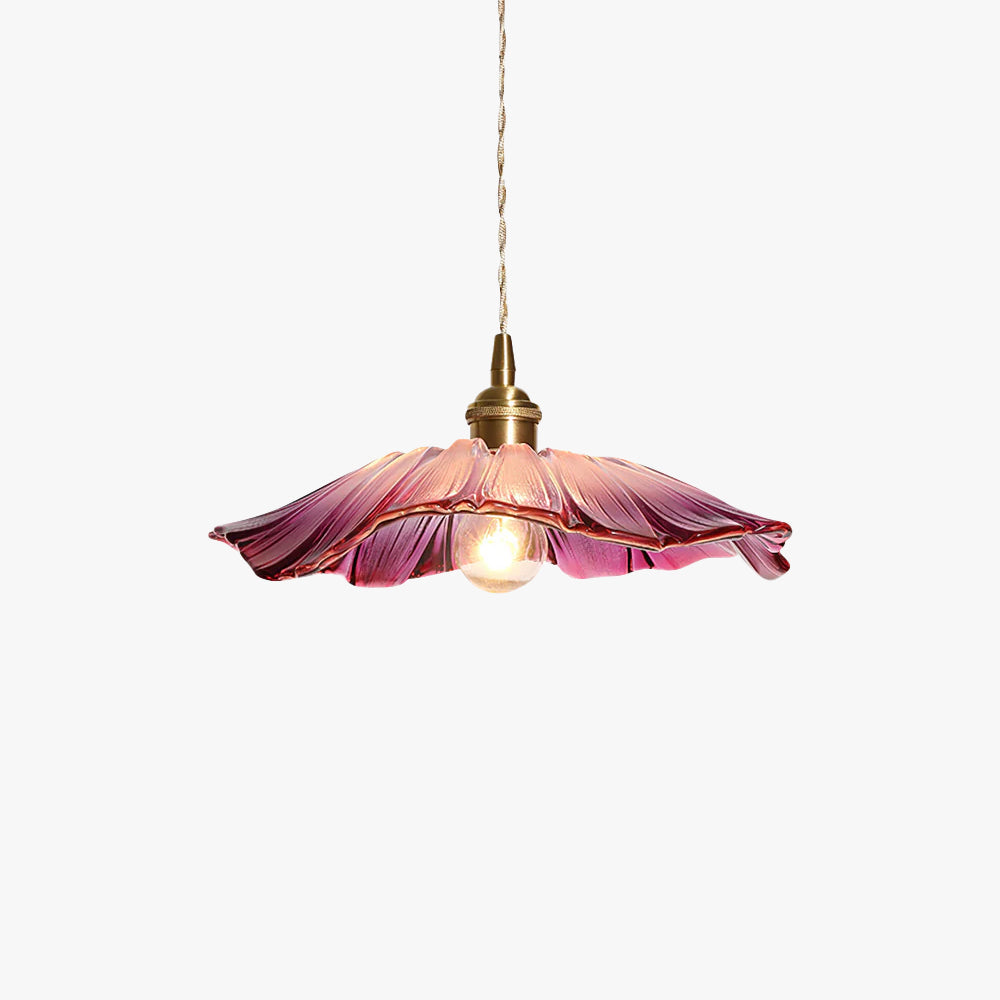 Glazen Hanglamp Bloem met Messing Details Plafondlamp Eetkamer Slaapkamer Woonkamer Retro Verlichting | Sulvida