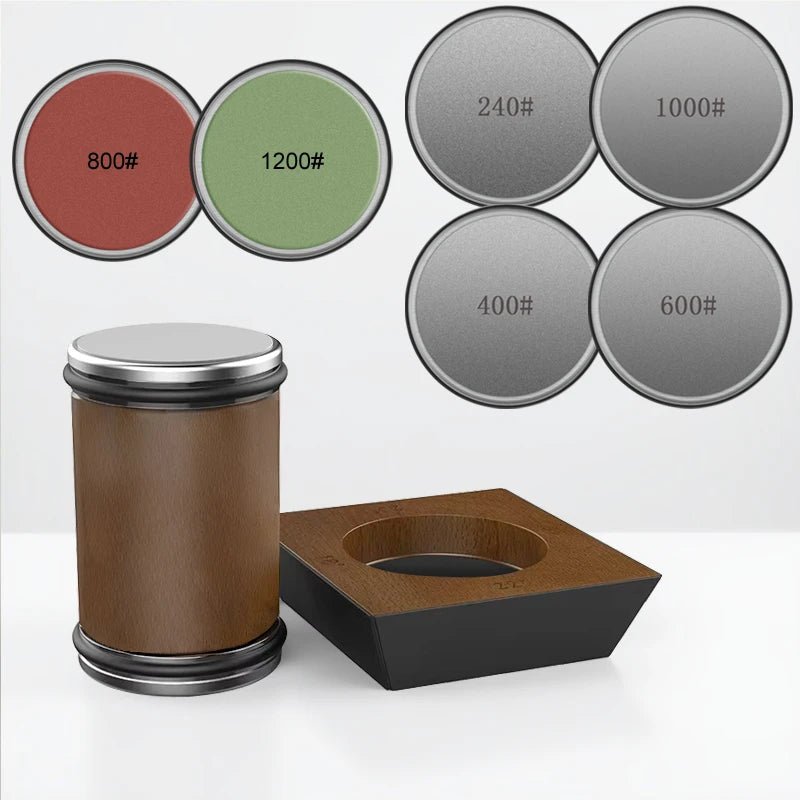 Rollende messenslijper met diamantkop en houten standaard voor keuken outdoor jacht visstrimmes en meer | Sulvida