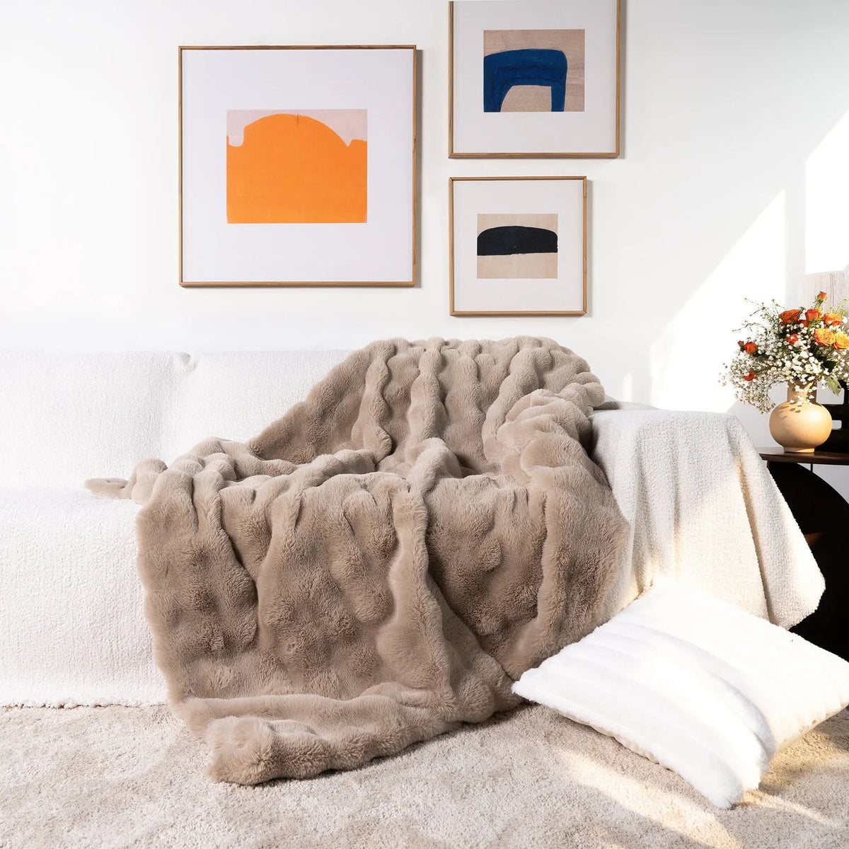 Imitatiebont Plaid Luxe Zachte Deken Konijnvacht Textuur Warmte Elegantie Woonkamer Slaapkamer Decoratief | Sulvida