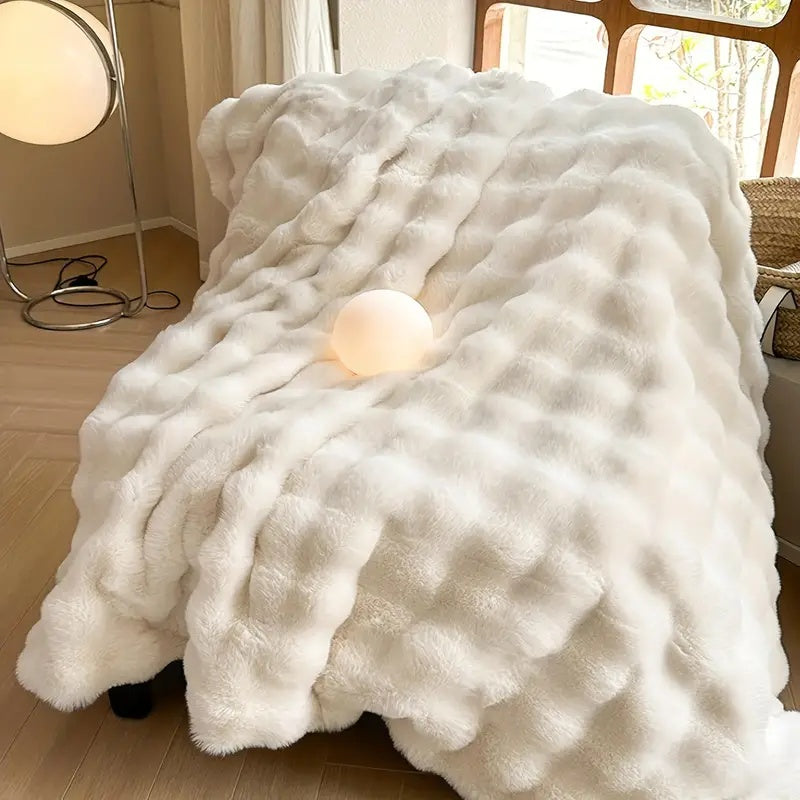 Imitatiebont Plaid Luxe Zachte Deken Konijnvacht Textuur Warmte Elegantie Woonkamer Slaapkamer Decoratief | Sulvida