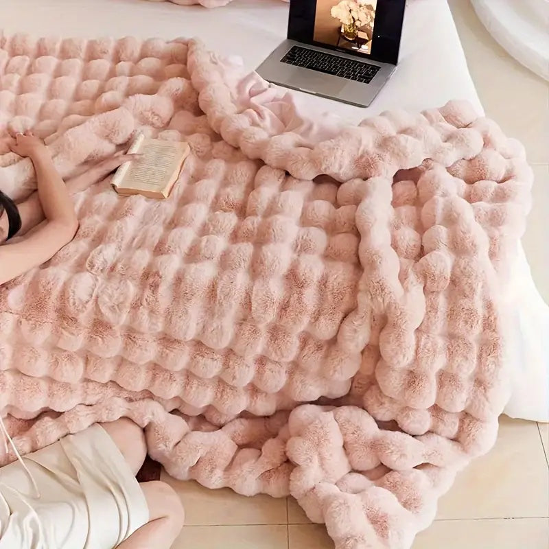 Imitatiebont Plaid Luxe Zachte Deken Konijnvacht Textuur Warmte Elegantie Woonkamer Slaapkamer Decoratief | Sulvida