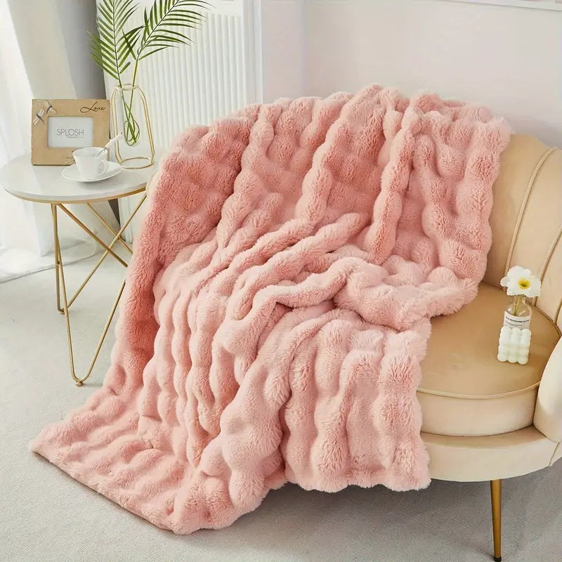 Imitatiebont Plaid Luxe Zachte Deken Konijnvacht Textuur Warmte Elegantie Woonkamer Slaapkamer Decoratief | Sulvida