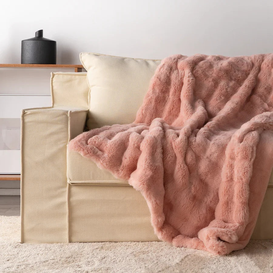 Imitatiebont Plaid Luxe Zachte Deken Konijnvacht Textuur Warmte Elegantie Woonkamer Slaapkamer Decoratief | Sulvida