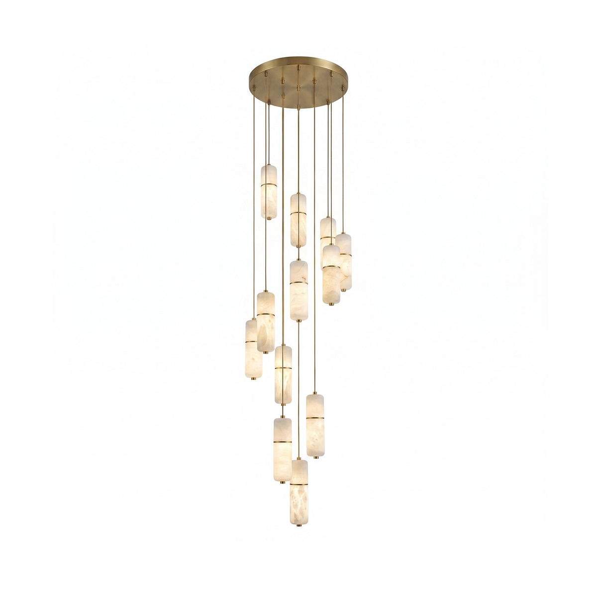 Hanglamp Messing Albast Kroonluchter LED Verlichting Trap Hal Woonkamer Eetkamer Verstelbare Hoogte Modern | Sulvida