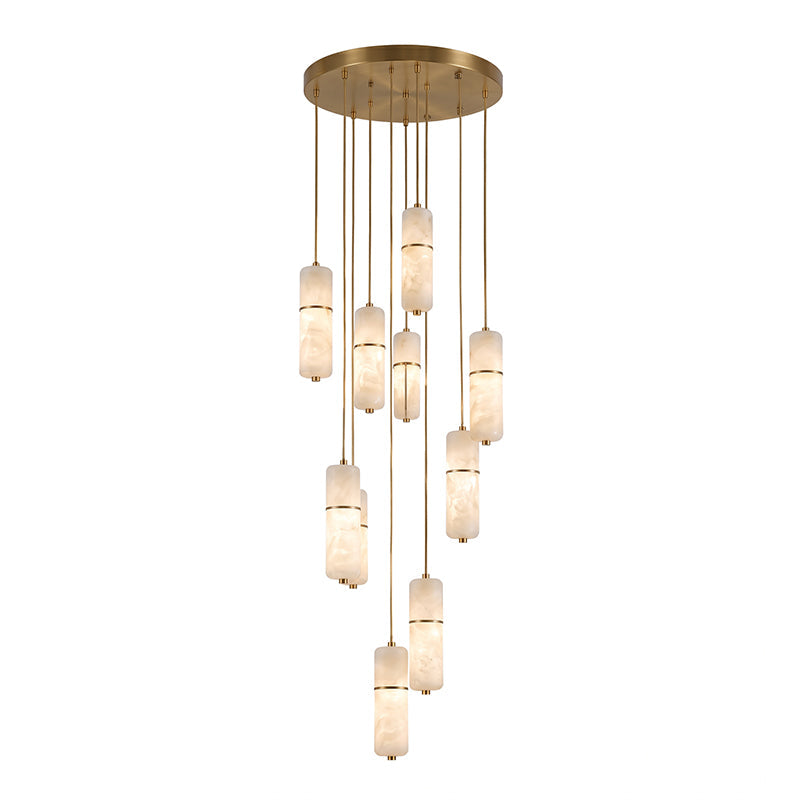 Hanglamp Messing Albast Kroonluchter LED Verlichting Trap Hal Woonkamer Eetkamer Verstelbare Hoogte Modern | Sulvida