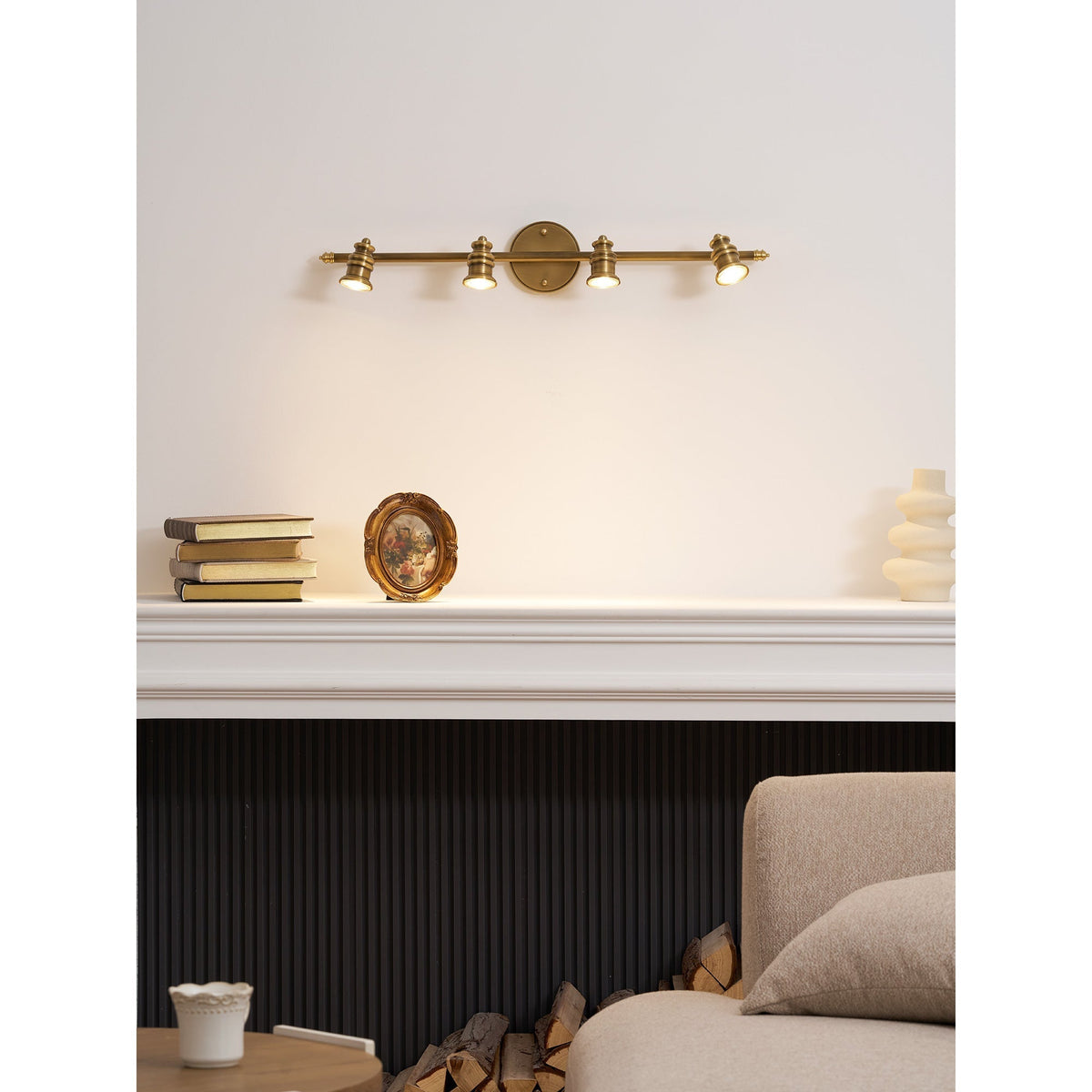Messing Wandlamp met Verstelbare Spots Brons Vintage Spotverlichting Hal Woonkamer Eetkamer Zwenkbaar | Sulvida