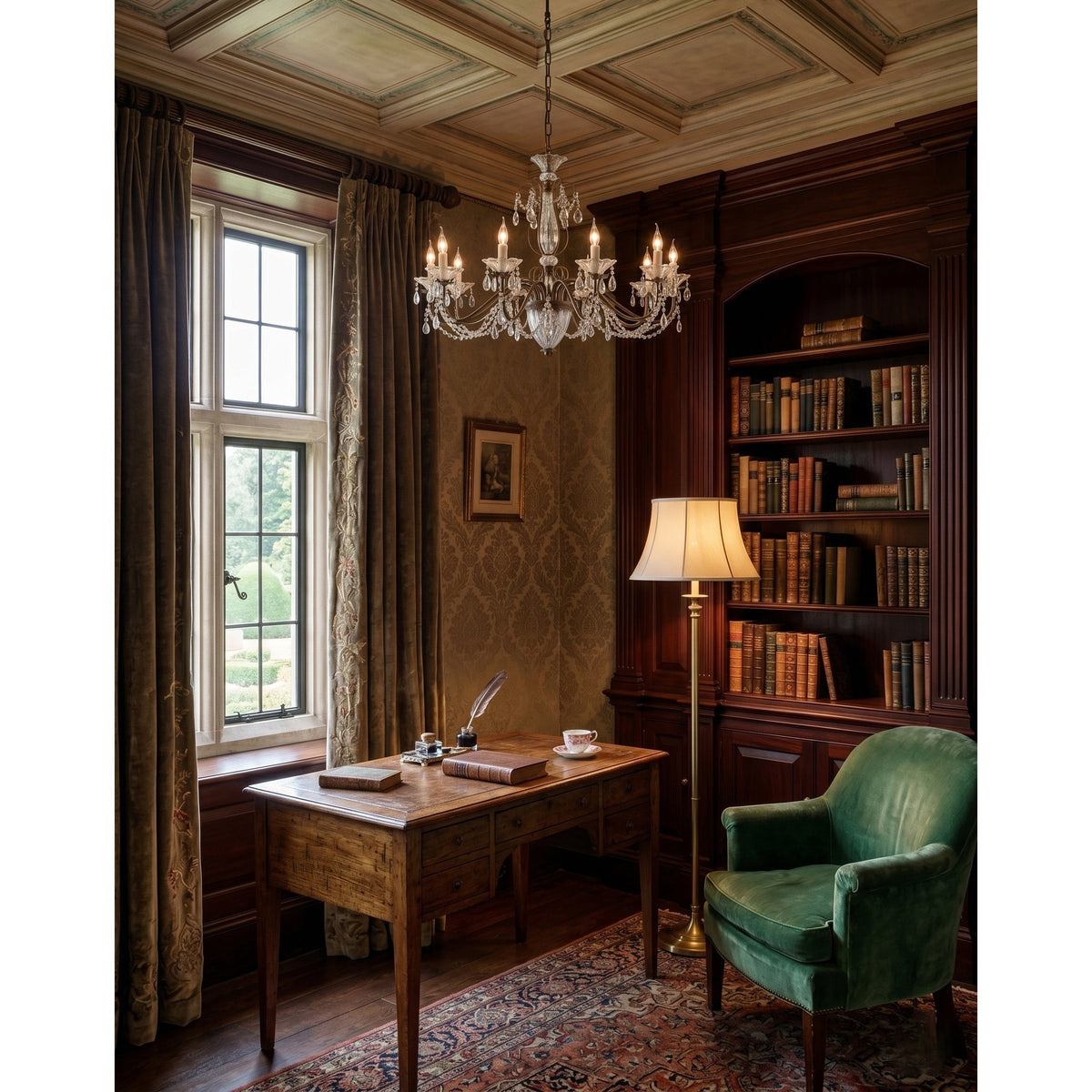 Kristallen Kroonluchter met Glazen Kappen Goudkleurig Ijzeren Frame Verstelbare Ketting Luxe Eetkamer Verlichting | Sulvida