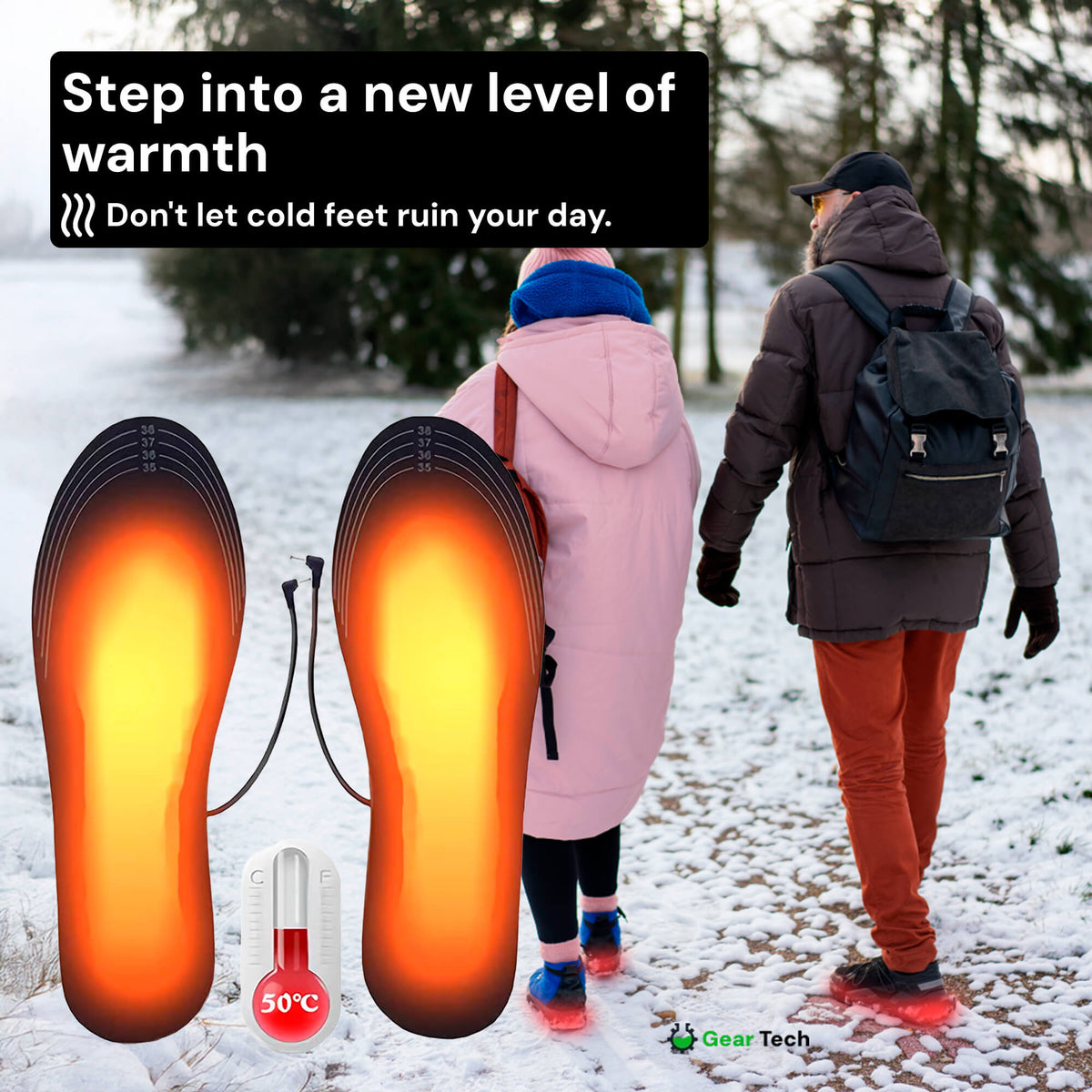 Verwarmde Inlegzolen Oplaadbaar Voetverwarming Winterschoenen Inlegzool USB Herfst Winter Schoenzolen | Sulvida