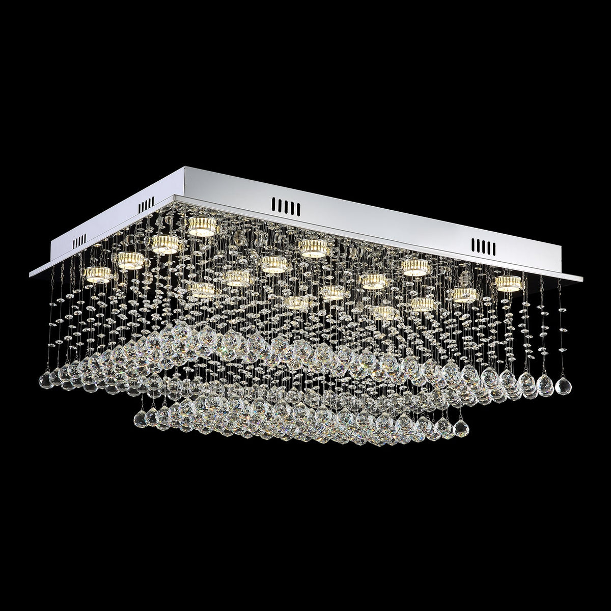 Kristallen Kroonluchter Rechthoekig Wolken Design Chroom Plafondlamp Modern Luxe Eetkamer Hangverlichting | Sulvida