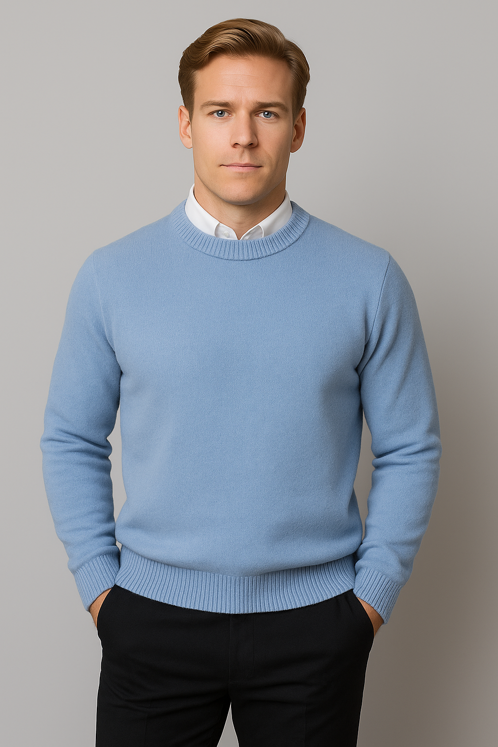 Gebreide Herenpullover met Ronde Hals en Geribbelde Boorden voor Stijlvolle Heren Casual Elegantie Dagelijks | Sulvida