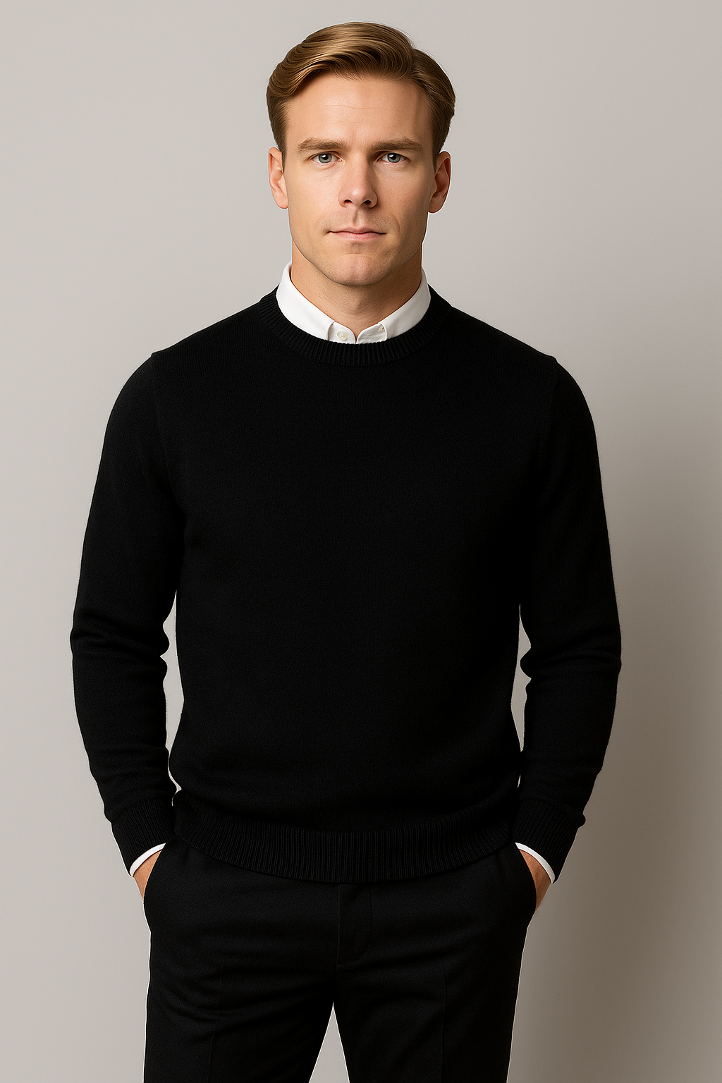 Gebreide Herenpullover met Ronde Hals en Geribbelde Boorden voor Stijlvolle Heren Casual Elegantie Dagelijks | Sulvida