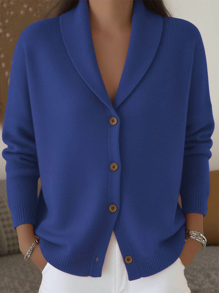 Fijngebreide Dames Cardigan Gebreide Vest met Kraag Knoopsluiting Geribd Boord Casual Stijlvol Comfortabel | Sulvida
