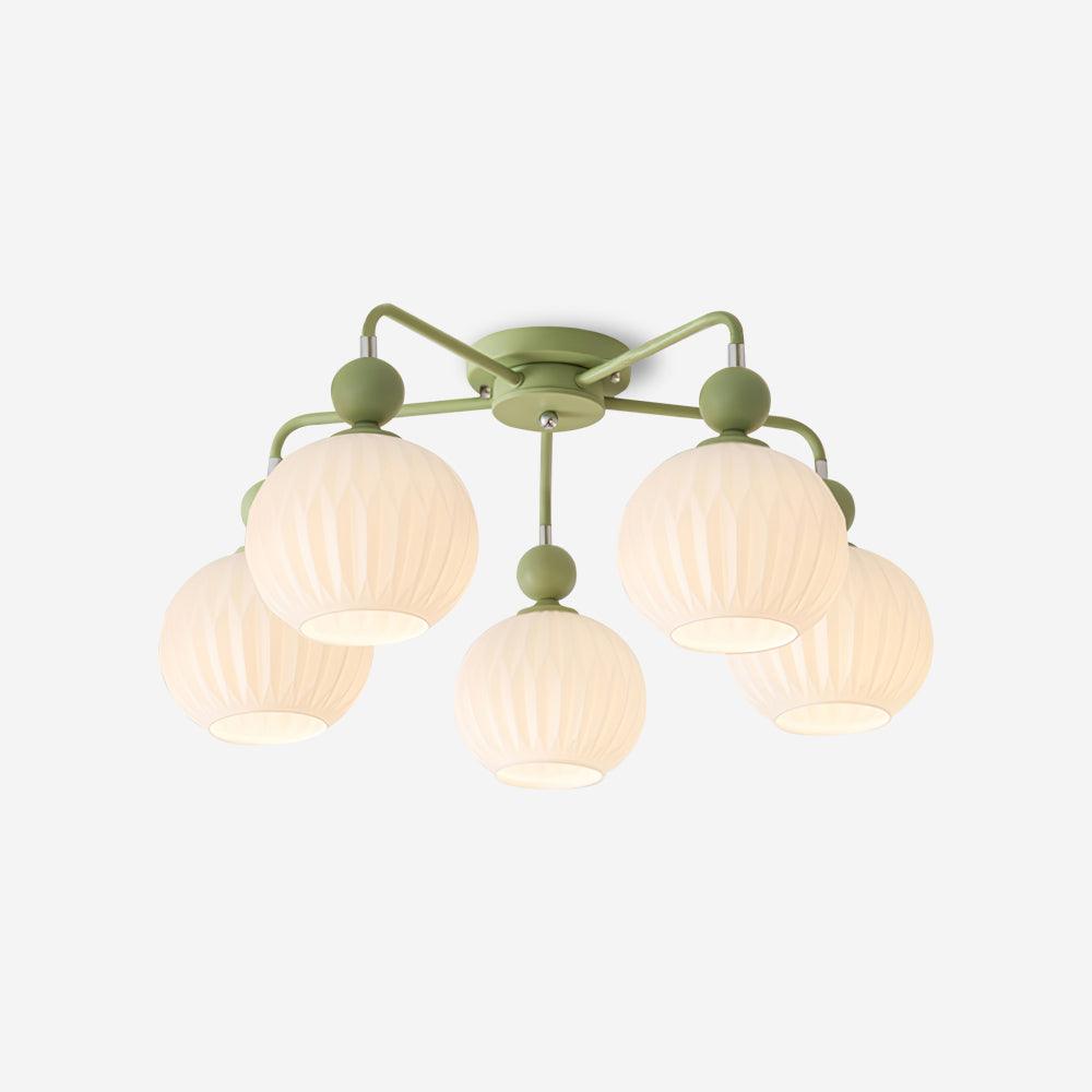 Plafondlamp Geribbelde Glazen Bollen Zwart Groen 4-8 Lichtpunten Moderne Woonkamer Slaapkamer Verlichting | Sulvida