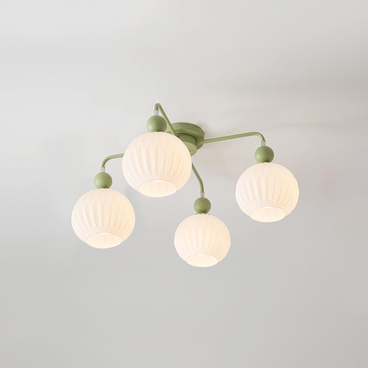 Plafondlamp Geribbelde Glazen Bollen Zwart Groen 4-8 Lichtpunten Moderne Woonkamer Slaapkamer Verlichting | Sulvida
