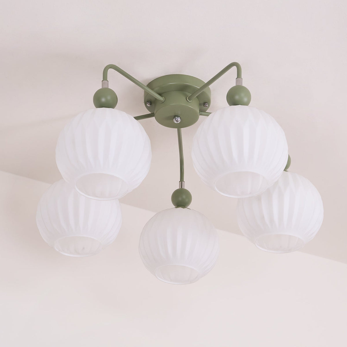 Plafondlamp Geribbelde Glazen Bollen Zwart Groen 4-8 Lichtpunten Moderne Woonkamer Slaapkamer Verlichting | Sulvida