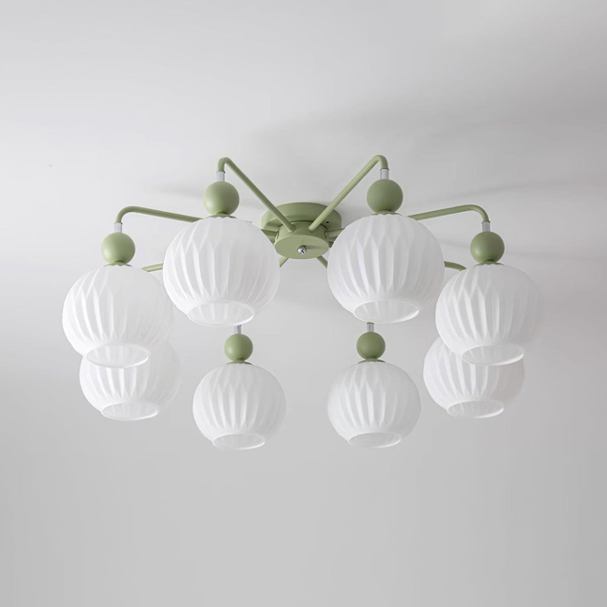 Plafondlamp Geribbelde Glazen Bollen Zwart Groen 4-8 Lichtpunten Moderne Woonkamer Slaapkamer Verlichting | Sulvida