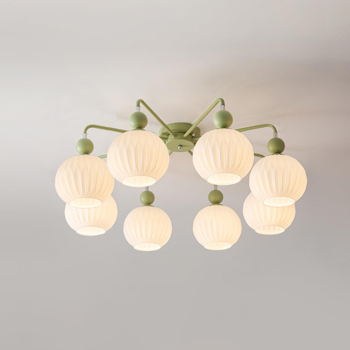 Plafondlamp Geribbelde Glazen Bollen Zwart Groen 4-8 Lichtpunten Moderne Woonkamer Slaapkamer Verlichting | Sulvida
