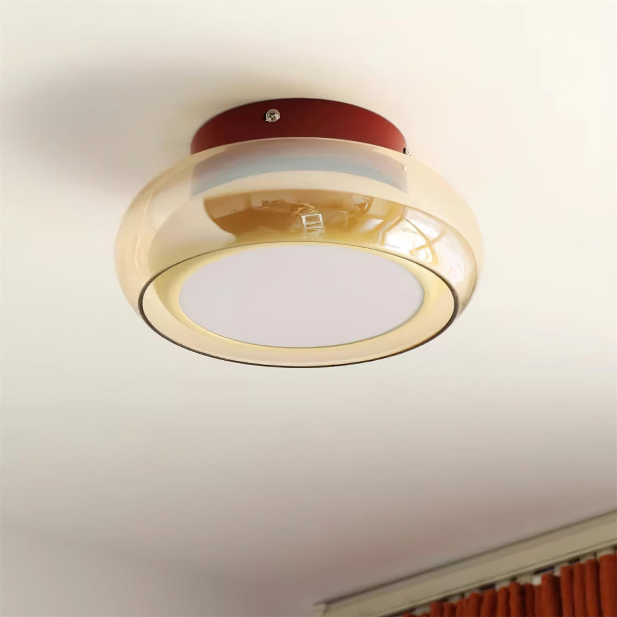 Plafondlamp Retro Glas Flush Mount Rond Gekleurde Band Woonkamer Slaapkamer LED Sfeerverlichting Design | Sulvida