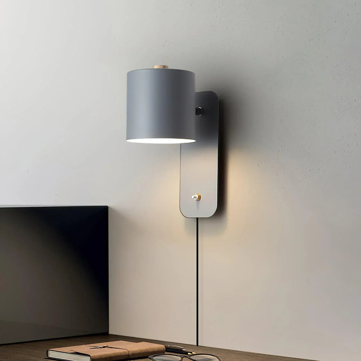 Cilindervormige Wandlamp met Stekker IJzer E27 LED Lichtbron Minimalistische Wandverlichting Bedlamp | Sulvida