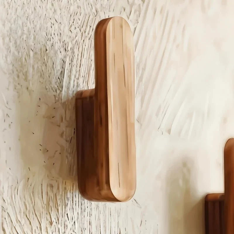 Wandhaken Hout Set 4 Stuks Natuurlijk Design Kapstok Hal Slaapkamer Badkamer Garderobe Jassen Handdoeken Ophangen | Sulvida