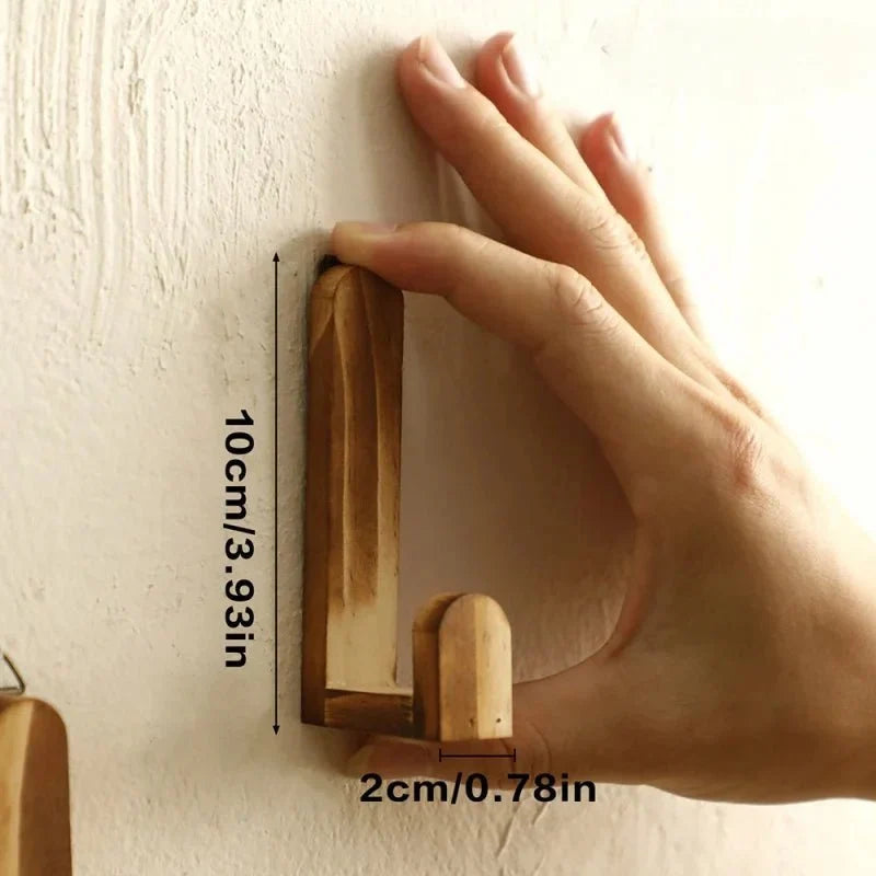 Wandhaken Hout Set 4 Stuks Natuurlijk Design Kapstok Hal Slaapkamer Badkamer Garderobe Jassen Handdoeken Ophangen | Sulvida