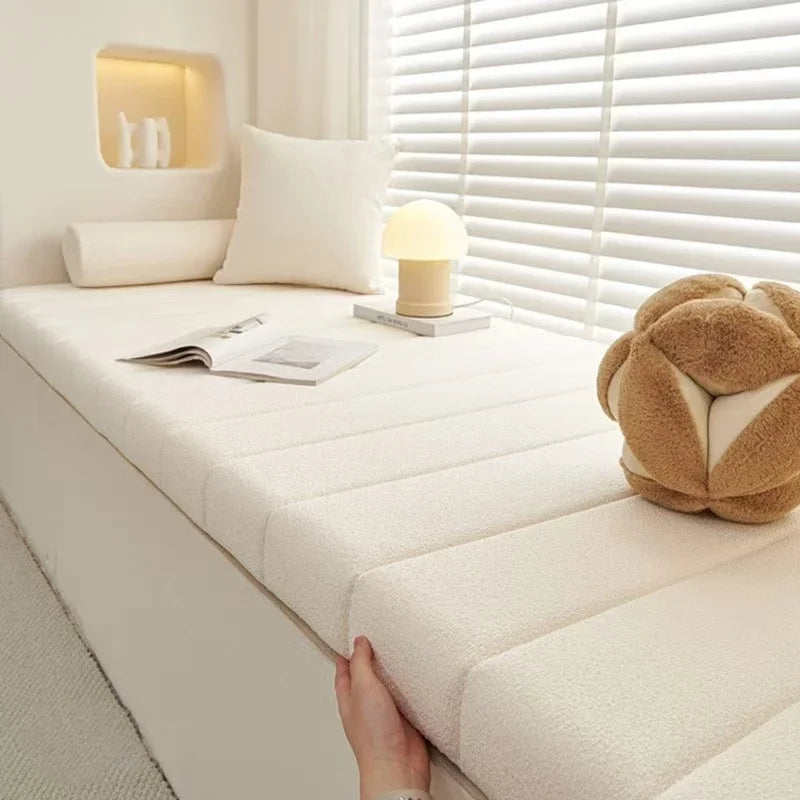 Coussin de banc rectangulaire en velours teddy antidérapant, 80-150 cm, pour banquette, banc de jardin, rebord de fenêtre et banc lounge | Sulvida