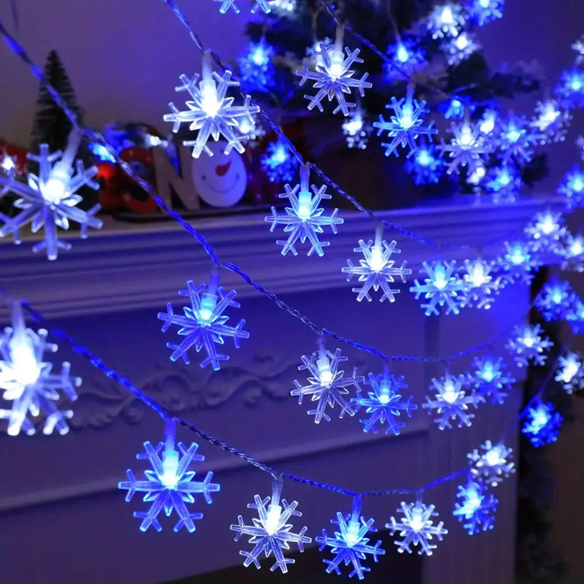 Sneeuwvlok Lichtslinger LED Binnen Buiten Feestverlichting op Batterij Kerstdecoratie Tuinfeest Sfeerverlichting | Sulvida