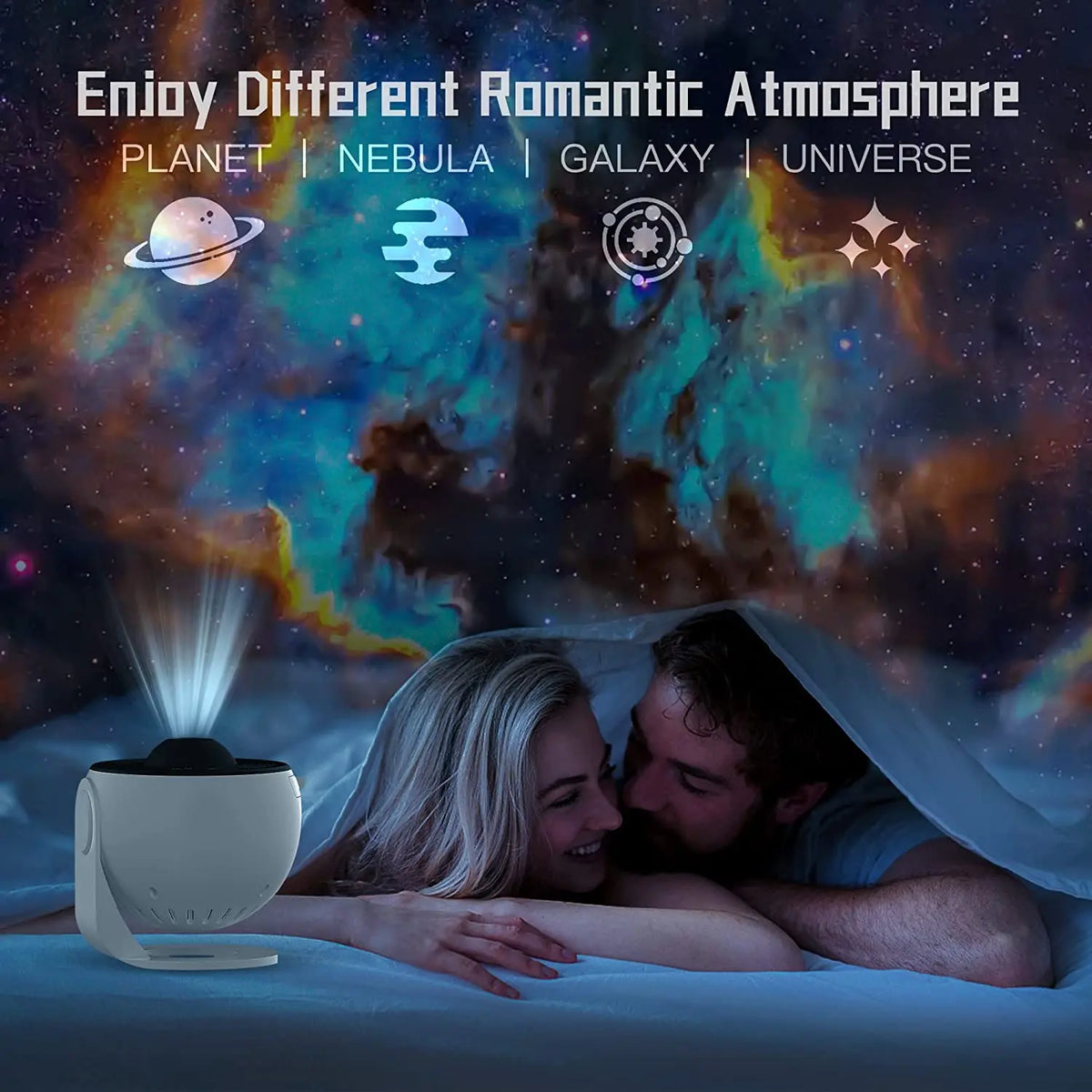 Projecteur ciel étoilé rotatif à 360°, veilleuse galaxie, éclairage d’ambiance spatial pour chambre d’enfant et chambre à coucher | Sulvida