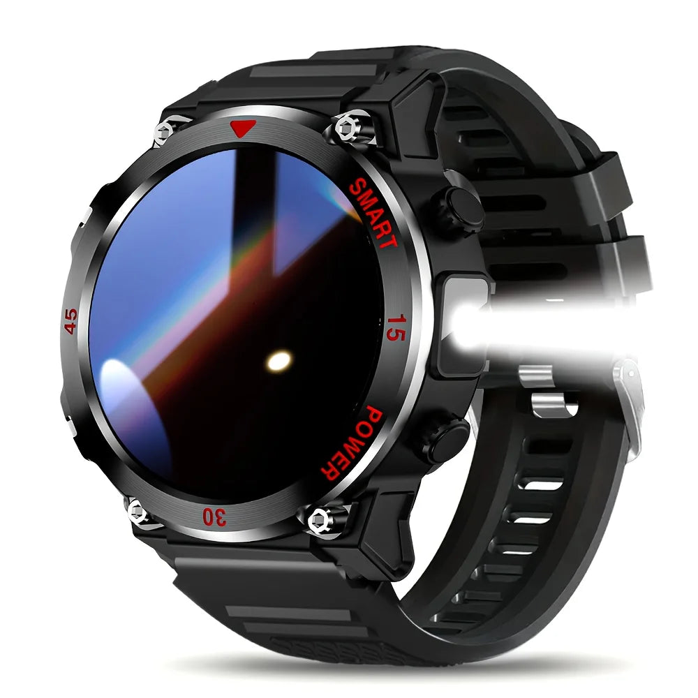 Smartwatch Rond 1.52 Inch HD Scherm Zaklamp Hartslagmeter Bluetooth Bellen Magnetisch Opladen Fitness | Sulvida