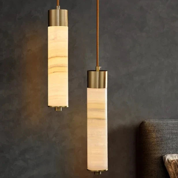 Natuurstenen Hanglamp Marmer met Koper Snoer Pendelverlichting voor Eettafel Slaapkamer Keukeneiland Woonkamer | Sulvida