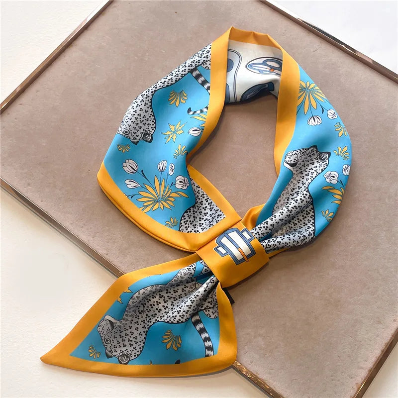 Foulard en satin pour femme à imprimé chevaux, ruban multifonction, écharpe, bandeau, bracelet, bandana, accessoire | Sulvida