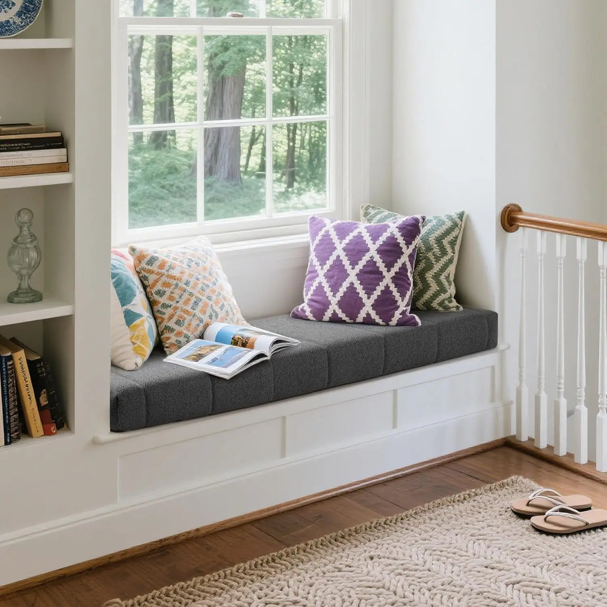 Coussin de banc rectangulaire en velours teddy antidérapant, 80-150 cm, pour banquette, banc de jardin, rebord de fenêtre et banc lounge | Sulvida