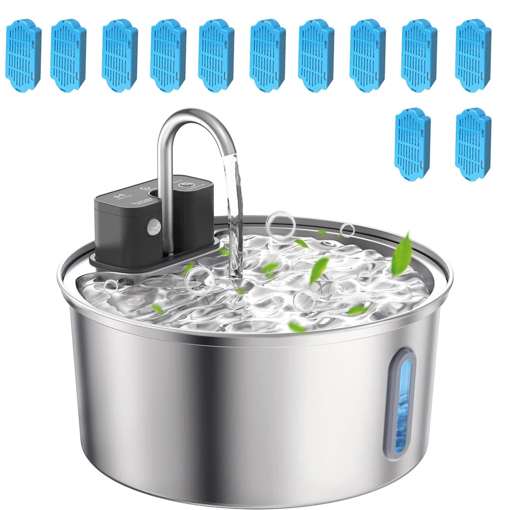 Draadloze Drinkfontein voor Huisdieren 3L RVS Sensorgestuurde Automatische Waterdispenser voor Katten en Honden | Sulvida