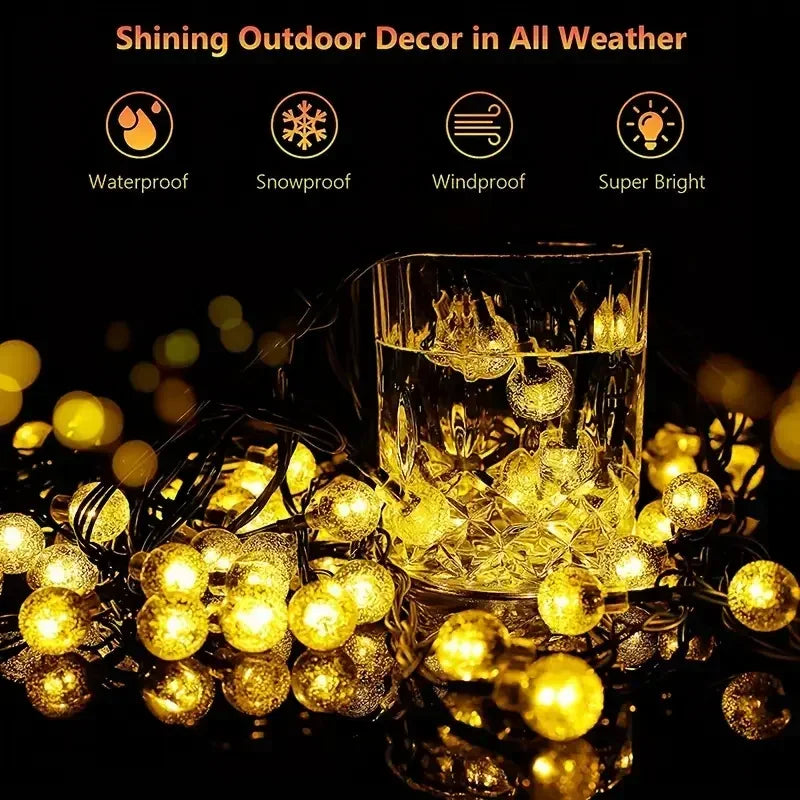 Solar Bollamp Lichtsnoer Buiten Waterdicht 8 Modi LED Verlichting Tuin Terras Feest Party Decoratie Sfeer | Sulvida
