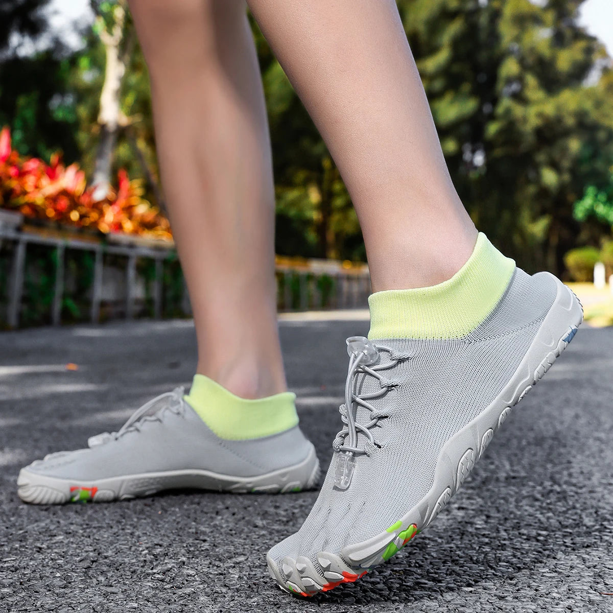 Waterschoenen met teenseparatie zwart grijs unisex strand zwembad yoga hardlopen watersport lichtgewicht | Sulvida