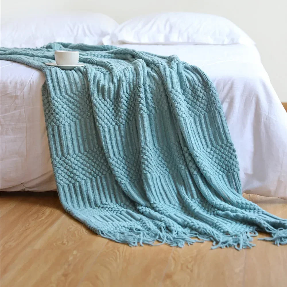 Gebreide Plaid Scandinavisch Design 150x240 cm Acryl Woonplaid Warmte Comfort Decoratief Interieur Woonkamer | Sulvida