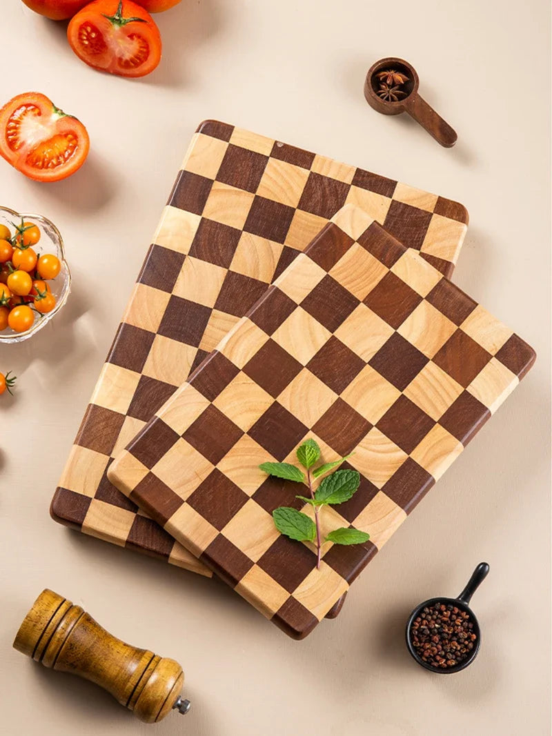 Houten snijplank mozaïekpatroon rechthoekig keukenblad duurzaam keukengerei natuurlijk houtblad serveren | Sulvida