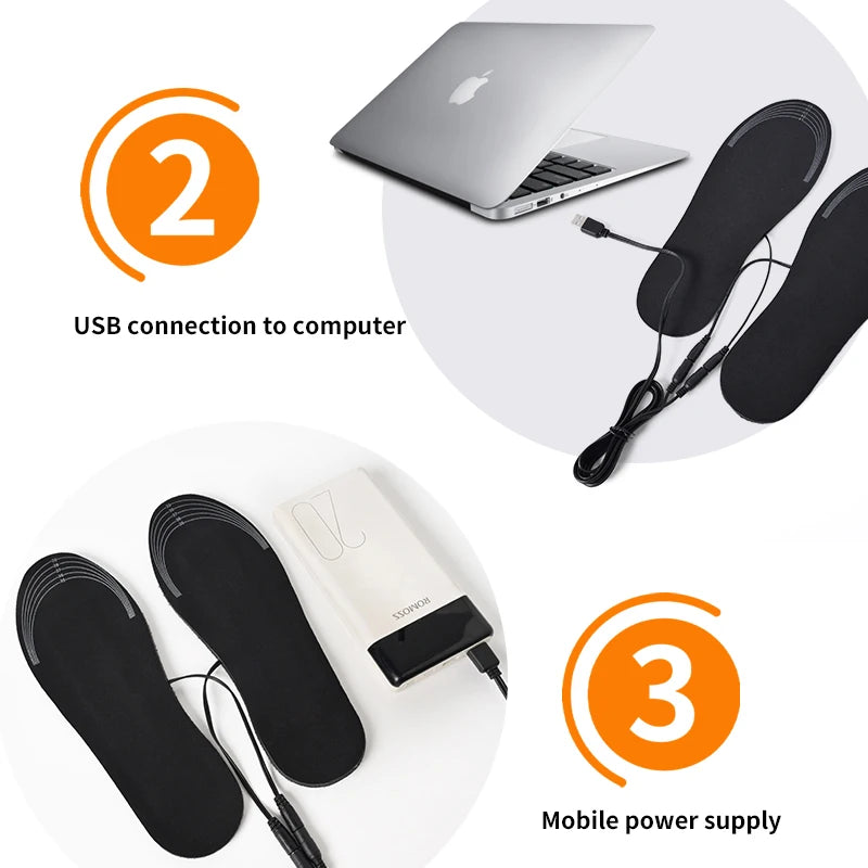 Verwarmbare Inlegzolen met USB Verwarming Elektrisch Thermisch voor Warme Voeten Winter Buiten Wandelen Skien | Sulvida