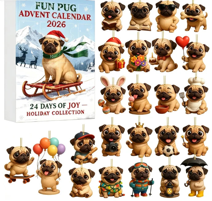 Adventskalender Hond met 24 Hangende Ornamenten – Acrylen Hondenrassen Kerstdecoratie voor Huisdierliefhebbers | Sulvida