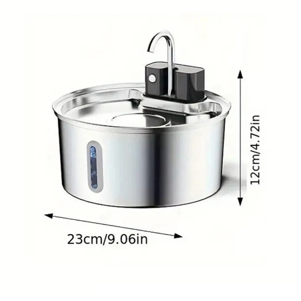 Draadloze Drinkfontein voor Huisdieren 3L RVS Sensorgestuurde Automatische Waterdispenser voor Katten en Honden | Sulvida