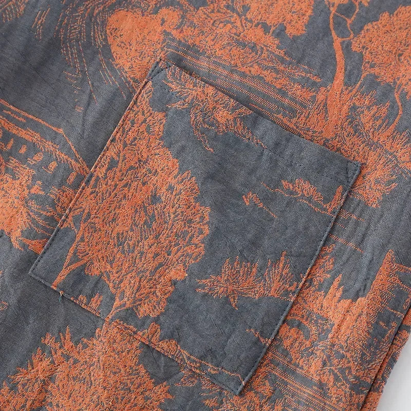 Kimono Ochtendjas Heren Katoen Lange Stijl Bedrukt Blauw Groen Grijs Navy Zomer Herfst Badkamer Lounge | Sulvida