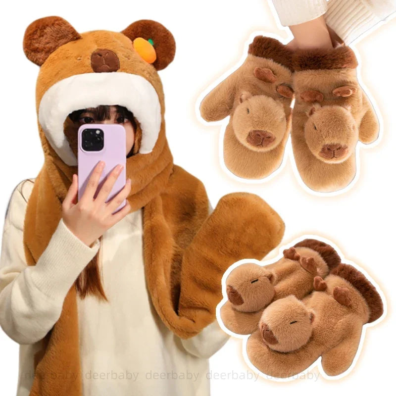 Zachte pluche dieren handschoenen met cartoon-print warm comfortabel voor kinderen winter handjes beschermen | Sulvida