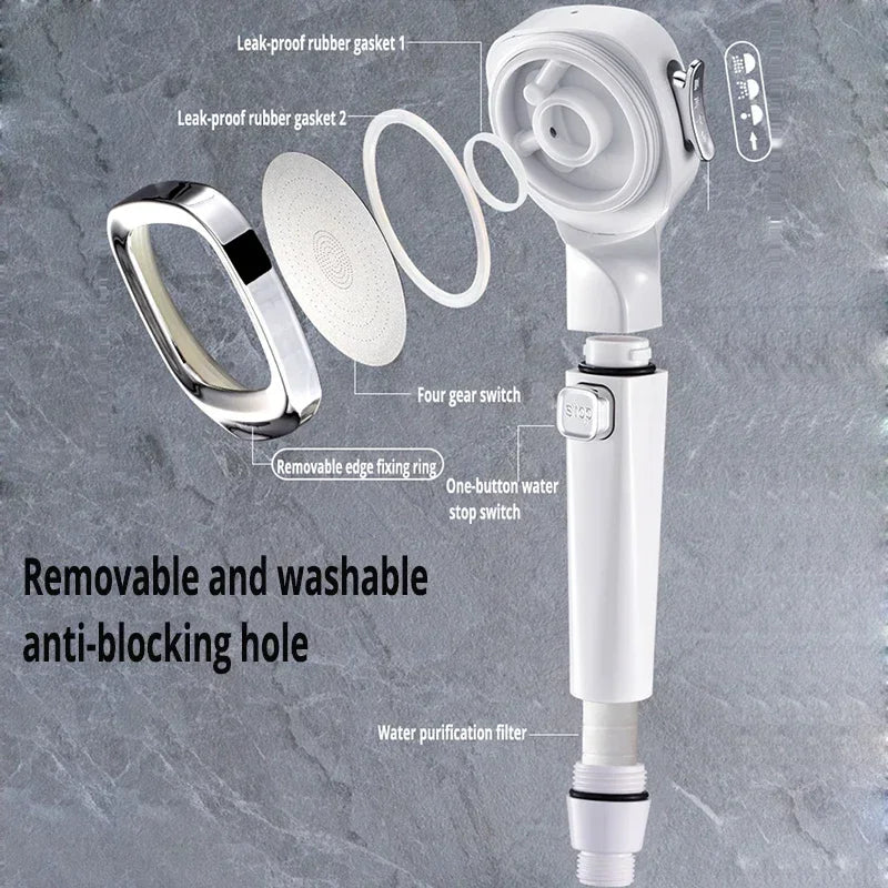 Handdouche 3 Standen Waterbesparend ABS Massagestraal Stopknop Verstelbaar Badkamer Wellness Doucheaccessoire | Sulvida