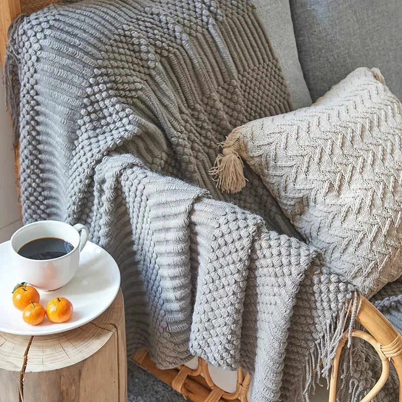 Gebreide Plaid Scandinavisch Design 150x240 cm Acryl Woonplaid Warmte Comfort Decoratief Interieur Woonkamer | Sulvida