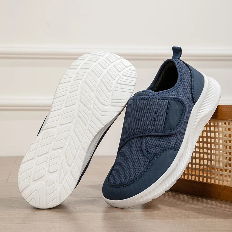 Orthopedische Herenschoenen Extra Breed met Klittenband Ademend Mesh Comfortabele Wandelschoenen voor Senioren | Sulvida